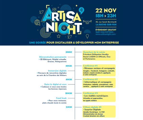 Programme Evènement Artisa'Night Stand Partemps Vendée Services